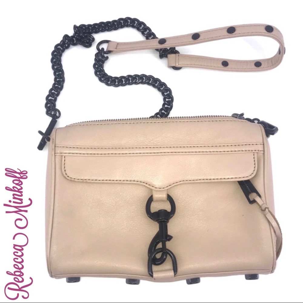 Rebecca Minkoff beige crossbody bag.